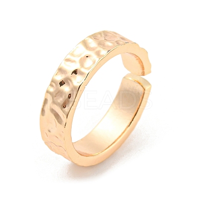 Brass Textured Open Cuff Ring RJEW-E291-01G-1