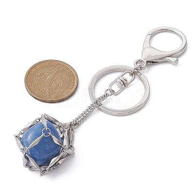 304 Stainless Steel Braided Macrame Pouch Empty Stone Holder for Keychain KEYC-JKC00530-02-1