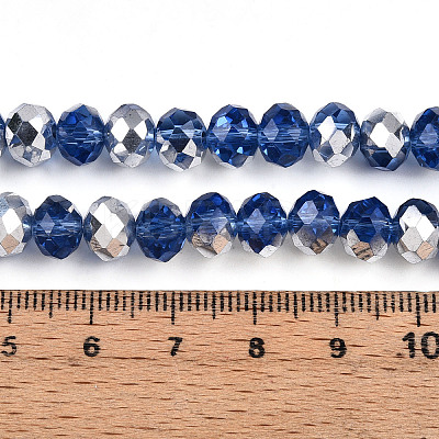 Electroplate Transparent Glass Beads Strands EGLA-A034-T8mm-M03-1