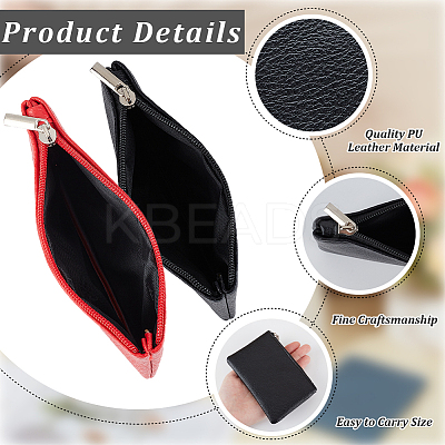 2Pcs 2 Colors Litchi Print PU Leather Zip Pouches ABAG-CP0001-08B-1