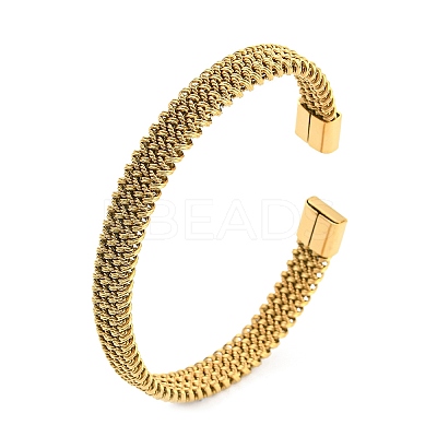304 Stainless Steel Wire Mesh Cuff Bangles for Women BJEW-D022-01A-G-1