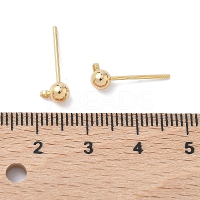 SHEGRACE Brass Round Ball Stud Earring Findings XGR0051G-39G-1