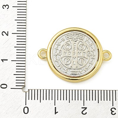 Rack Plating Brass Saint Benedict Medal Connector Charms KK-Z067-08G-02-1