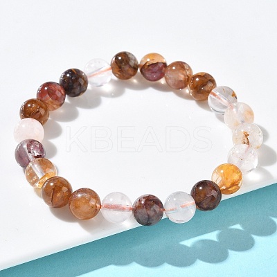Natural Yellow Hematoid Quartz Round Beads Stretch Bracelets for Women BJEW-Z158-03F-03-1