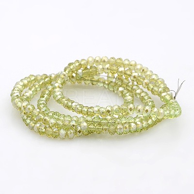 Pearl Luster Plated Faceted Rondelle Glass Beads Strands GLAA-A024A-PL04-1
