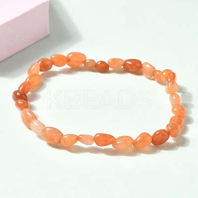 Natural Red Aventurine Beads Stretch Bracelets for Men Women BJEW-I320-01B-1