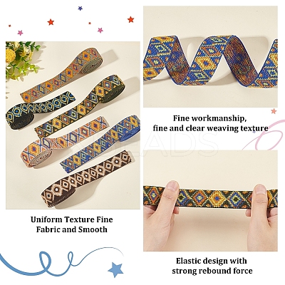 6 Strands 6 Styles Flat Ethnic Style Polyester Elastic Cord OCOR-BC0006-44-1