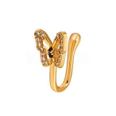 Brass Micro Pave Clear Cubic Zirconia Butterfly Clip-on Nose Septum Rings WGE0FFA-01-1