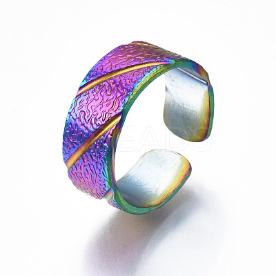 304 Stainless Steel Rhombus Cuff Ring RJEW-N038-076-1
