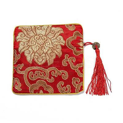 Chinese Brocade Tassel Zipper Jewelry Bag Gift Pouch ABAG-F005-01-1