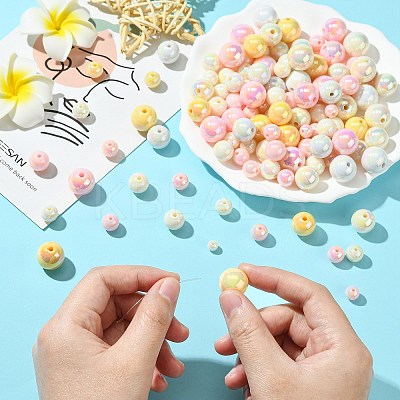 250G UV Plating Rainbow Iridescent Opaque Acrylic Beads PACR-CJ0001-38C-1