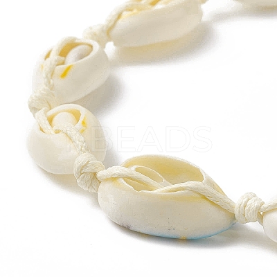 Narural Cowrie Shell Braided Bead Anklet for Women AJEW-AN00527-03-1