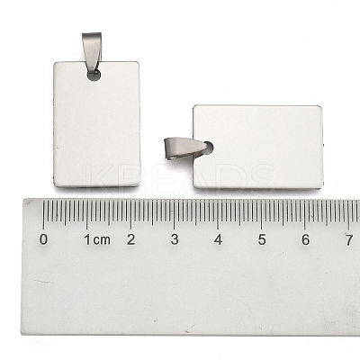 Non-Tarnish 201 Stainless Steel Rectangle Mirror Polished Finish Stamping Blank Tag Pendants X-STAS-S030-01-1
