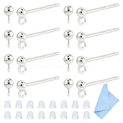 8 Pairs 925 Sterling Silver Ear Stud Findings STER-DC0001-91-1