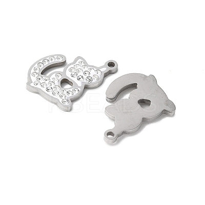 201 Stainless Steel Rhinestone Pendants STAS-V005-05P-01-1