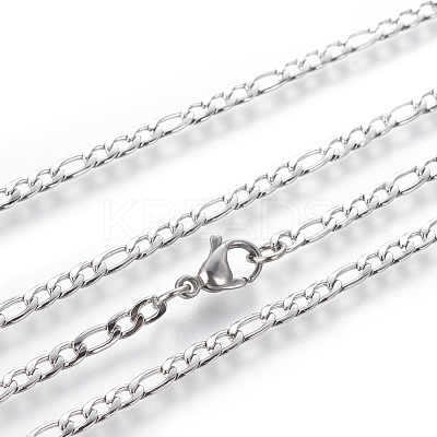Non-Tarnish 304 Stainless Steel Figaro Chain Necklaces NJEW-E143-09P-1