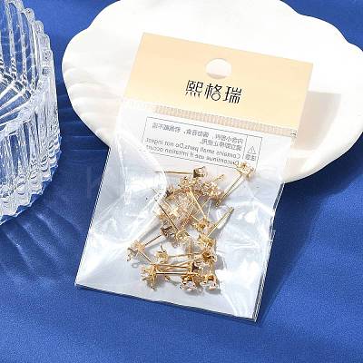 SHEGRACE Brass Clear Cubic Zirconia Square Stud Earring Findings XGR0103G-115G-1