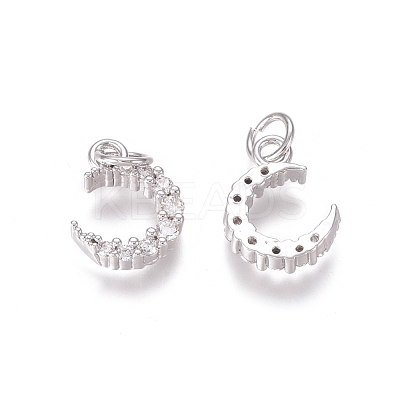 Brass Micro Pave Clear Cubic Zirconia Charms X-ZIRC-I036-02P-1
