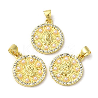 Rack Plating Brass Cubic Zirconia Pendants KK-Q771-02G-1