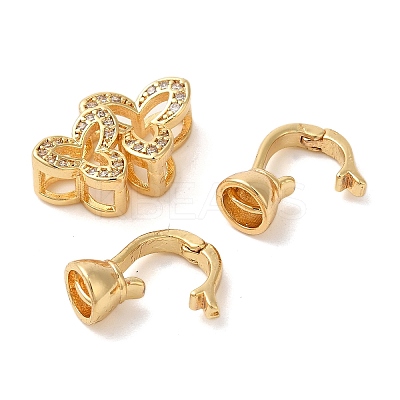 Flower Brass Micro Pave Clear Cubic Zirconia Fold Over Clasps KK-A227-28G-1