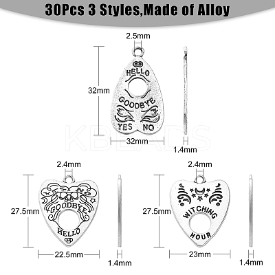 30Pcs 3 Styles Tibetan Style Alloy Pendants TIBEP-CJ0003-12-1