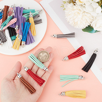 72Pcs 12 Colors Flocking Faux Suede Tassel Pendants Decorations FIND-GO0001-83-1