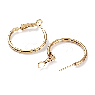 Ring 304 Stainless Steel Hoop Earrings for Women Men EJEW-B049-02A-G-1