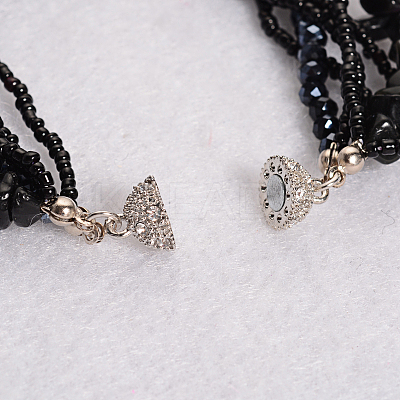 Dyed & Heated Black Agate  Multi-strand Bracelets BJEW-L488-02-1