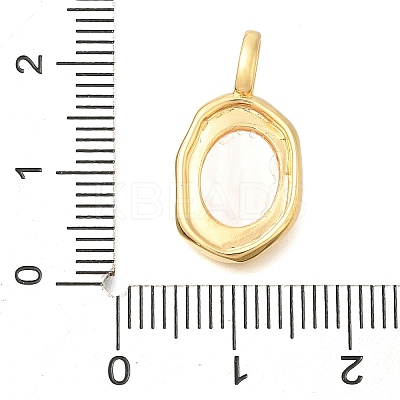 Brass Pave Natural Freshwater Shell Pendants KK-U040-03G-1