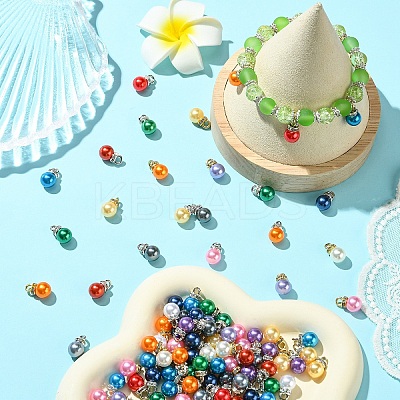 50Pcs 10 Colors ABS Plastic Imitation Pearl Charms KY-YW0001-84G-1