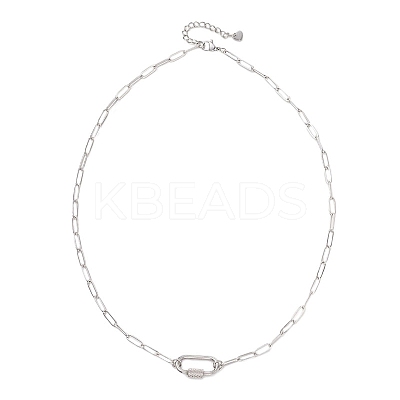 304 Stainless Steel Screw Carabiner Lock Pendant Paperclip Chain Necklaces NJEW-JN05860-02-1