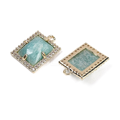 Natural Amazonite Faceted Rectangle Pendants G-I375-05G-07-1