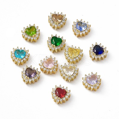 Rack Plating Brass Micro Pave Cubic Zirconia Beads KK-C007-12G-1