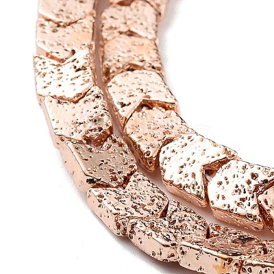 Electroplated Natural Lava Rock Beads Strands G-H303-A02-RG02-1