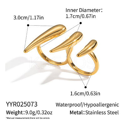 304 Stainless Steel Claw Cuff Open Rings for Women TP8558-1-1