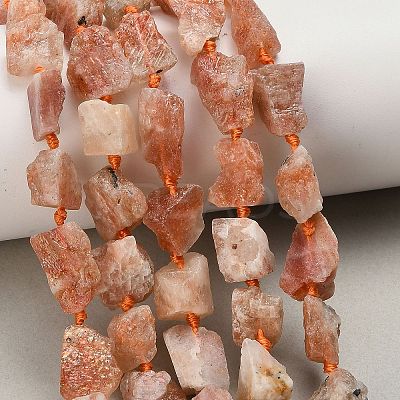 Raw Rough Natural Gold Spot Sunstone Beads Strands G-A322-B10-01-1