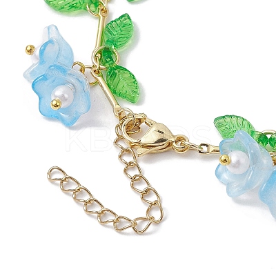 Flower Glass & Acrylic Charm Bracelets BJEW-JB10443-1