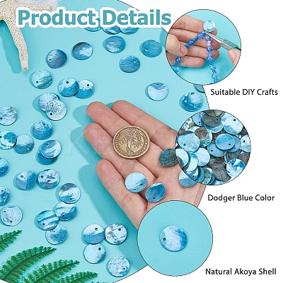 Natural Akoya Shell Dyed Disc Charms SHEL-WH0005-05B-1