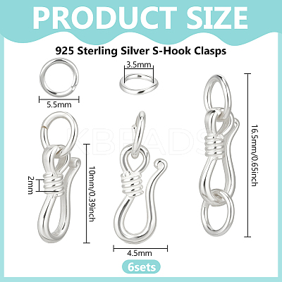 925 Sterling Silver S-Hook Clasps FIND-BC0014-25B-1