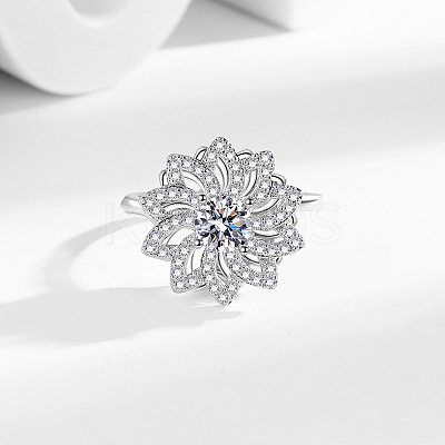 Sunflower Rotatable Open Cuff Rings for Women LS-RJEW-S402-09P-1