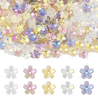 50Pcs Transparent Electroplate Glass Bead Caps EGLA-YW0007-17A-1