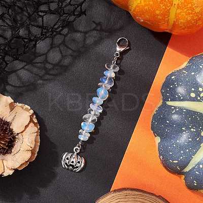Halloween Pumpkin Alloy Pendant Decorations HJEW-JM02073-04-1