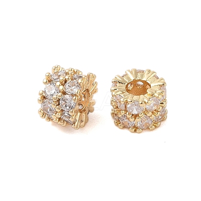 Brass Micro Pave Clear Cubic Zirconia Beads KK-B100-003G-1