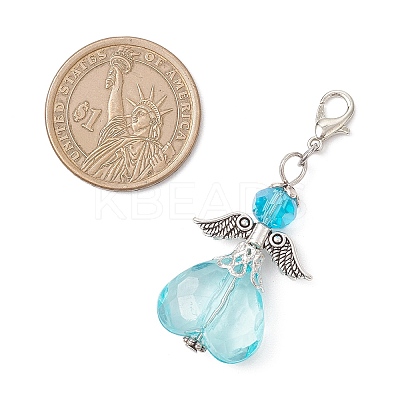 Heart Angel Glass & Acrylic Pendant Decorations HJEW-JM03754-1