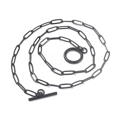 304 Stainless Steel Paperclip Chain Necklaces NJEW-O124-02EB-1