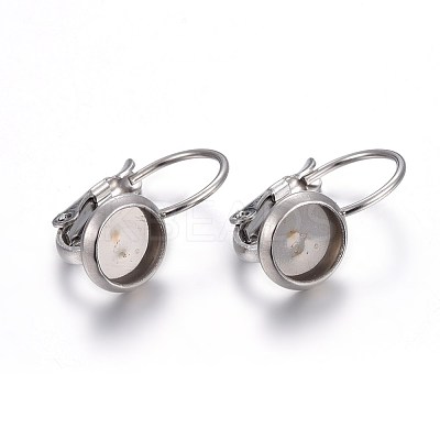 Tarnish Resistant 304 Stainless Steel Leverback Earring Settings STAS-F191-03P-6mm-1