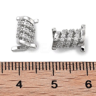 Rack Plating Brass Micro Pave Cubic Zirconia Beads KK-Z071-38P-1
