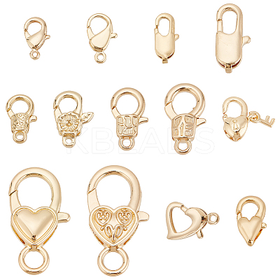 13Pcs 13 Styles Rack Plating Brass Lobster Claw Clasps KK-PH0006-83-1