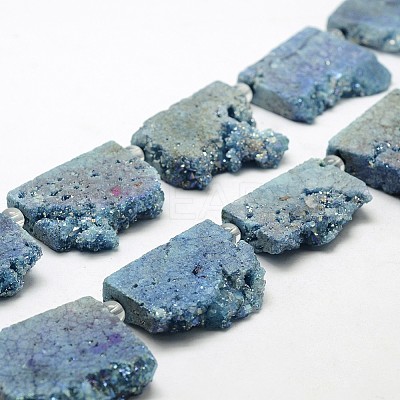 Electroplated Natural Druzy Crystal Beads Strands G-N0257-05-1