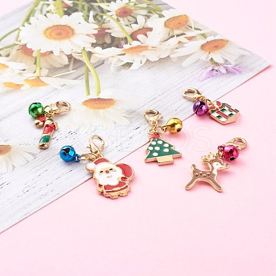 Christmas Theme Light Gold Alloy Enamel Pendants HJEW-JM00469-1